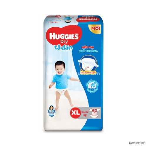 Tã-Bỉm Dán Huggies Dry XL62 miếng  Tã-Bỉm Dán Huggies Dry XL62 miếng